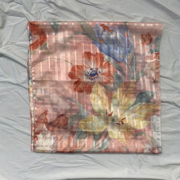 Whimsical Romantic Pastel Watercolor Floral Flower Scarf / Shawl  15x64 - Picture 3 of 3